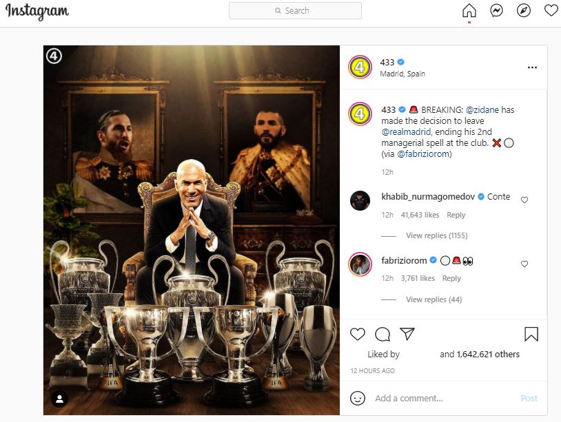 Khabib Nurmagomedov mendukung Antonio Conte sebagai pelatih Real Madrid.JPG