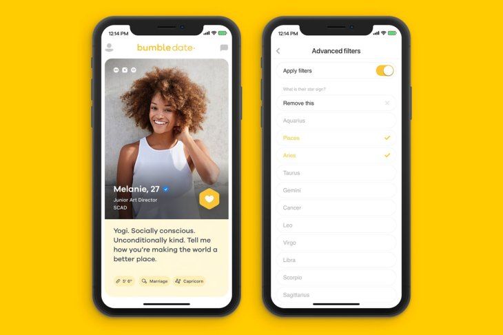 Aplikasi kencan online Bumble. Aplikasi kencan online Bumble.