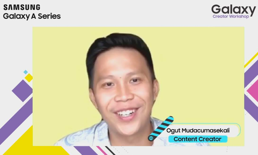 Content Creator, Aldio Pramudya atau Ogut Mudacumasekali dalam jumpa pers virtual Samsung Galaxy Creator Workshop Content Creator, Aldio Pramudya atau Ogut Mudacumasekali dalam jumpa pers virtual Samsung Galaxy Creator Workshop