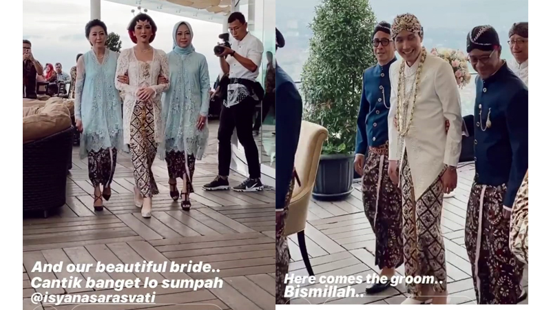 Isyana dan Rayhan menjalani prosesi akad nikah Minggu pagi, 2 Februari 20202 (foto: Tangkapan layar Insta Stori IG @vidialdino) Isyana dan Rayhan menjalani prosesi akad nikah Minggu pagi, 2 Februari 20202 (foto: Tangkapan layar Insta Stori IG @vidialdino)