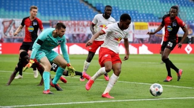 Laga RB Leipzig vs Hertha Berlin. Foto: Alexander Hassenstein/Pool/AFP Laga RB Leipzig vs Hertha Berlin. Foto: Alexander Hassenstein/Pool/AFP