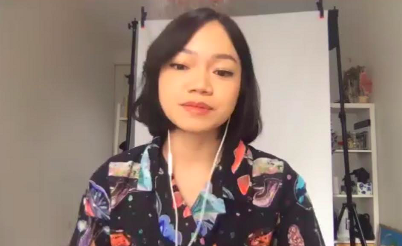 Kreator konten Fathia Izzati dalam webinar yang diselenggarakan Siberkreasi Kreator konten Fathia Izzati dalam webinar yang diselenggarakan Siberkreasi