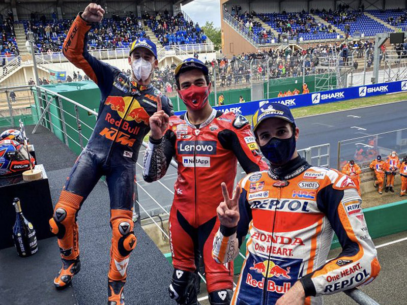 Danilo Petrucci, Alex Marquez, dan Pol Espargaro. Foto: Twitter/MotoGP Danilo Petrucci, Alex Marquez, dan Pol Espargaro. Foto: Twitter/MotoGP