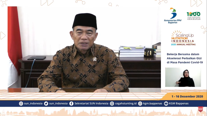 Menteri Koordinator Bidang Pembangunan Manusia dan Kebudayaan Muhadjir Effendy (foto: SC Scaling Up Nutrition Indonesia 2020 Annual Meeting) Menteri Koordinator Bidang Pembangunan Manusia dan Kebudayaan Muhadjir Effendy (foto: SC Scaling Up Nutrition Indonesia 2020 Annual Meeting)