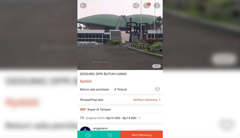 Ini tampilan di toko online yang jual gedung DPR. (SC Shopee) Ini tampilan di toko online yang jual gedung DPR. (SC Shopee)
