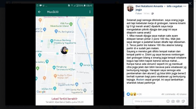 Postingan mahalnya harga sate di Jogjakarta. Foto: Facebook/Dwi Natalismi Amanto Postingan mahalnya harga sate di Jogjakarta. Foto: Facebook/Dwi Natalismi Amanto