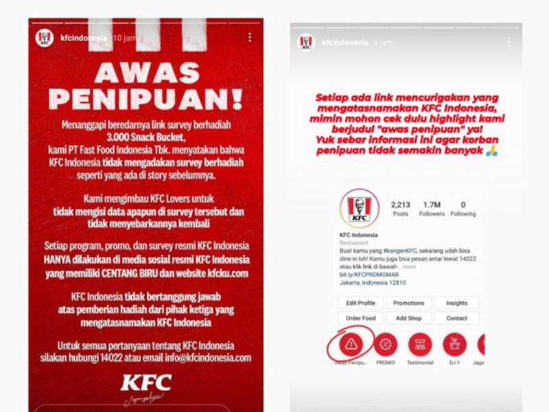 Tangkapan layar klarifikasi dari KFC Indonesia. Foto: Instagram @kfcindonesia Tangkapan layar klarifikasi dari KFC Indonesia. Foto: Instagram @kfcindonesia
