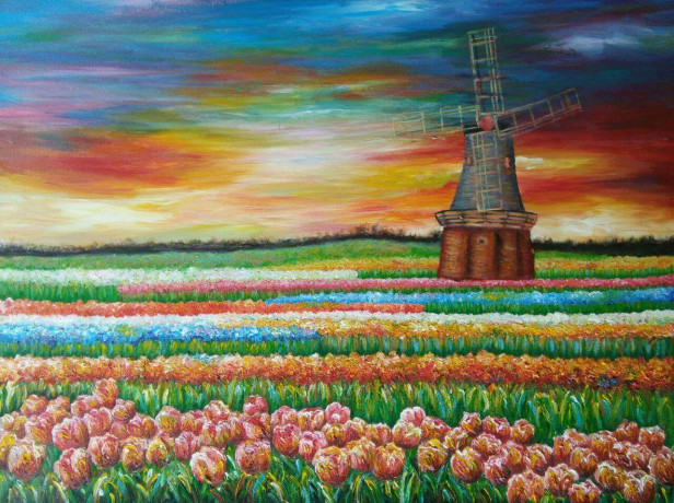 Lukisan Aprillisyfa terinspirasi dari kebun tulip Belanda. Lukisan Aprillisyfa terinspirasi dari kebun tulip Belanda.