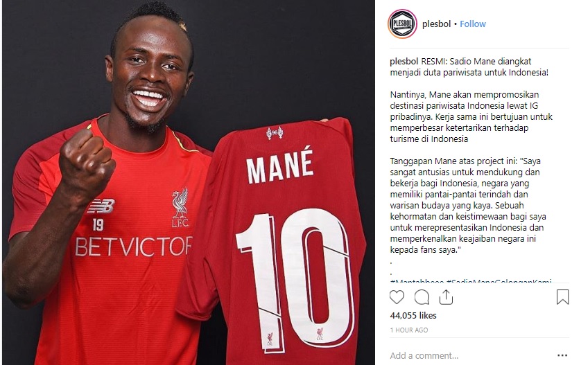 Sadio Mane Liverpool Jadi Duta Pariwisata Indonesia Sadio Mane Liverpool Jadi Duta Pariwisata Indonesia