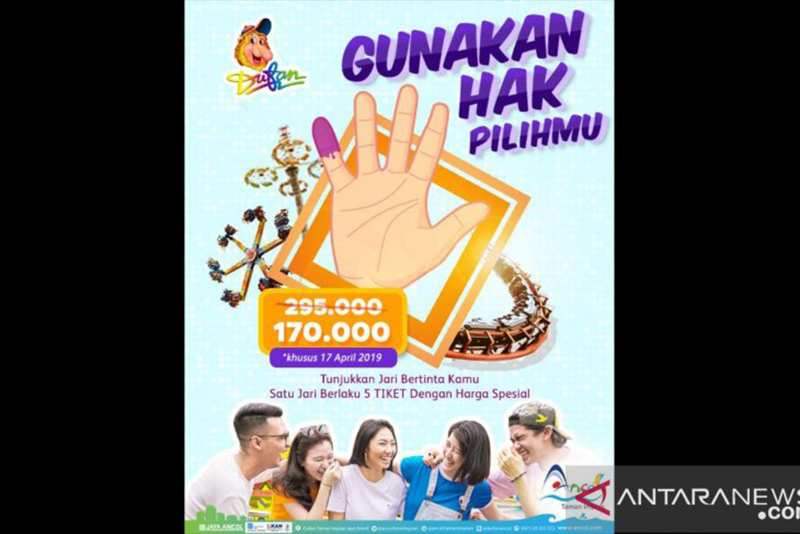 Wahana permainan air Atlantis di Ancol memberikan harga spesial pada tanggal 17 April 2019 melalui program "Tunjukkan Jari Bertintamu" (Foto dokumen PT Taman Impian Jaya Ancol) Wahana permainan air Atlantis di Ancol memberikan harga spesial pada tanggal 17 April 2019 melalui program "Tunjukkan Jari Bertintamu" (Foto dokumen PT Taman Impian Jaya Ancol)