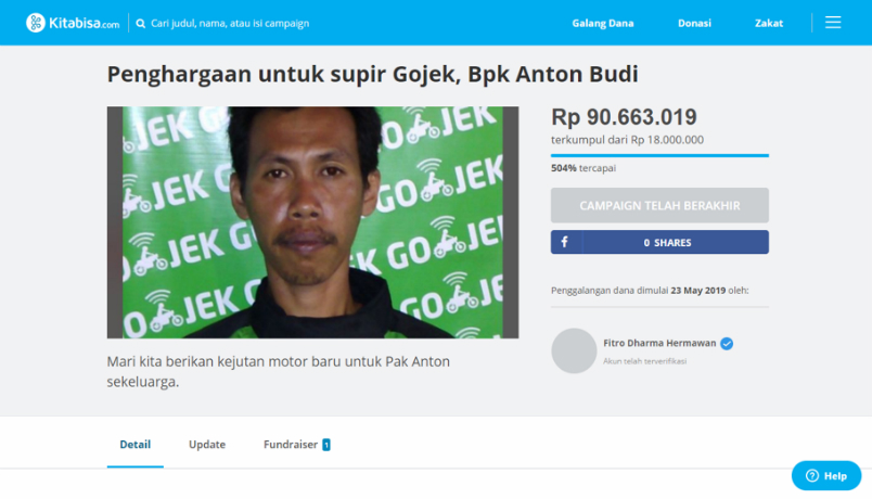 Driver ojol jujur yang kehilangan motor ini malah dapat uang hampir Rp100 juta! (Foto : Istimewa) Driver ojol jujur yang kehilangan motor ini malah dapat uang hampir Rp100 juta! (Foto : Istimewa)