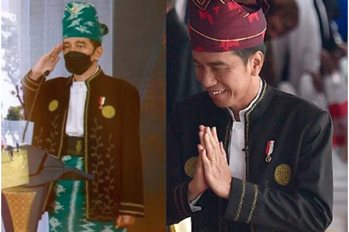 Presiden Jokowi mengenakan pakaian adat Tanah Bumbu di upacara peringatan Hari Pancasila 2021, dan saat upacara peringatan detik-detik Proklamasi Kemerdekaan RI di Istana Merdeka 2017 (foto: IG Jokowi dan Antara) Presiden Jokowi mengenakan pakaian adat Tanah Bumbu di upacara peringatan Hari Pancasila 2021, dan saat upacara peringatan detik-detik Proklamasi Kemerdekaan RI di Istana Merdeka 2017 (foto: IG Jokowi dan Antara)