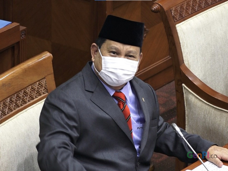 Menteri Pertahanan (Menhan) Prabowo Subianto saat menghadiri rapat bersama Komisi I DPR RI, Rabu (2/6/2021). Menteri Pertahanan (Menhan) Prabowo Subianto saat menghadiri rapat bersama Komisi I DPR RI, Rabu (2/6/2021).