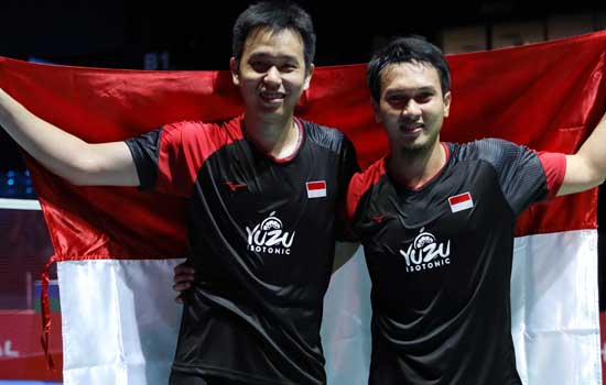 Ganda putra Indonesia Mohammad Ahsan/Hendra Setiawan berhasil melaju ke babak final China Open 2019. Foto: PBSI Ganda putra Indonesia Mohammad Ahsan/Hendra Setiawan berhasil melaju ke babak final China Open 2019. Foto: PBSI