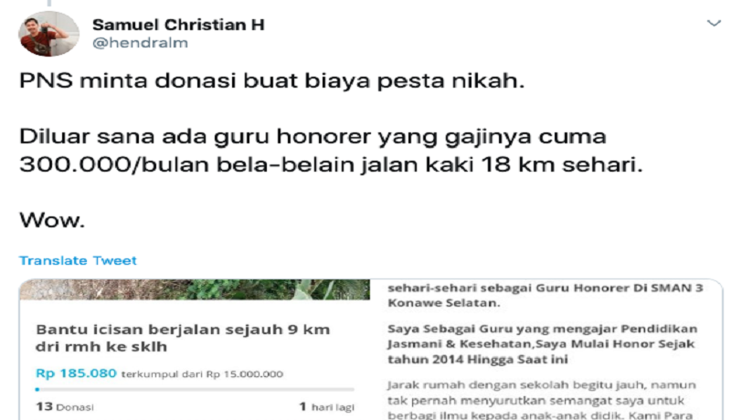 Viral cuitan netizen kritik penggalangan dana untuk biaya nikah (Twitter) Viral cuitan netizen kritik penggalangan dana untuk biaya nikah (Twitter)