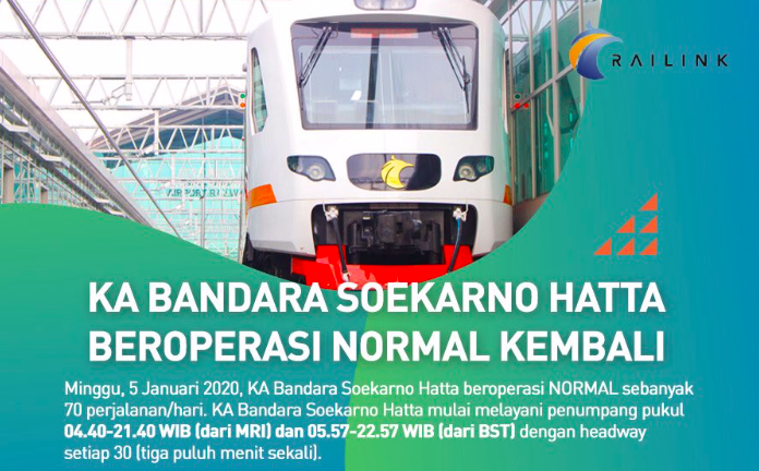 KA Bandara beroperasi kembali (Foto: Twitter/@RailinkARS) KA Bandara beroperasi kembali (Foto: Twitter/@RailinkARS)