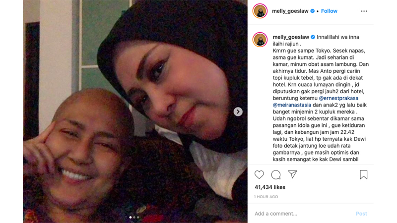 Unggahan Melly Goeslaw setelah kepergian Ria Irawan (foto: IG @melly_goeslaw) Unggahan Melly Goeslaw setelah kepergian Ria Irawan (foto: IG @melly_goeslaw)