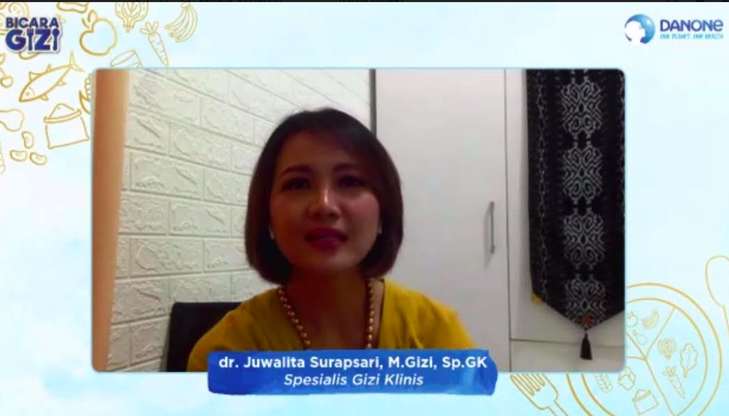 Spesialis Gizi Klinis, dr Juwalita Surapsari, M.Gizi, Sp.GK. (Foto: Tangkapan layar webinar) Spesialis Gizi Klinis, dr Juwalita Surapsari, M.Gizi, Sp.GK. (Foto: Tangkapan layar webinar)