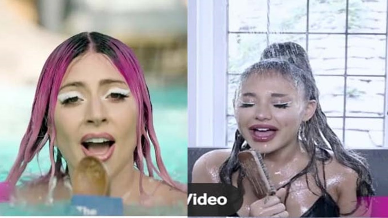 Lady Gaga dan Ariana Grande dengan mikrofon sendok kayu dan sisir (foto: SC IG @ladygaga) Lady Gaga dan Ariana Grande dengan mikrofon sendok kayu dan sisir (foto: SC IG @ladygaga)