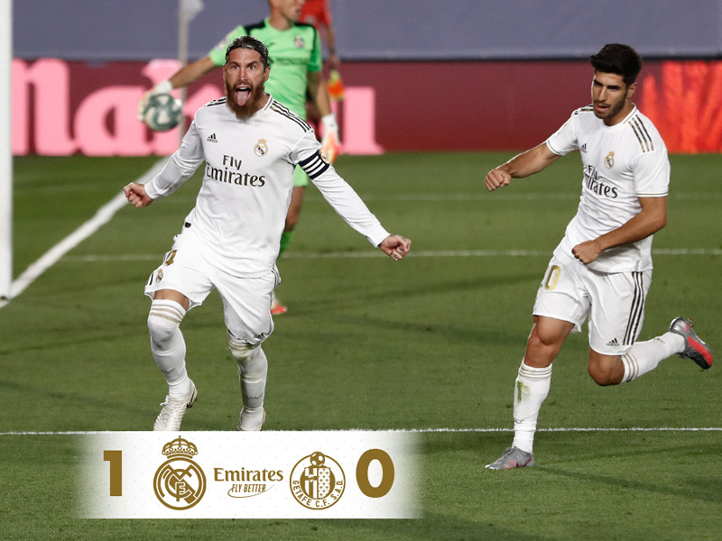 Real Madrid mengalahkan Getafe pada pekan ke-33 Liga Spanyol 2019-2020. Foto: Twitter/realmadrid Real Madrid mengalahkan Getafe pada pekan ke-33 Liga Spanyol 2019-2020. Foto: Twitter/realmadrid