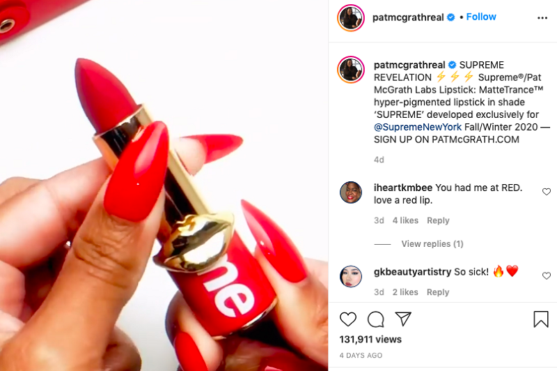 Lipstik kolaborasi Supreme dan Pat McGrath (foto: Instagram @patmcgrathreal) Lipstik kolaborasi Supreme dan Pat McGrath (foto: Instagram @patmcgrathreal)
