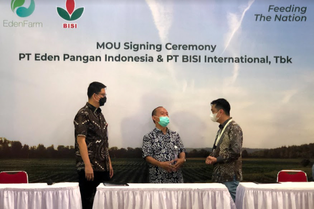 Pendiri dan CEO PT Eden Pangan Indonesia (Eden Farm) David Setyadi Gunawan dan Presiden Direktur PT BISI International. Tbk, Jemmy Eka Putra. Foto: Eden Farm Pendiri dan CEO PT Eden Pangan Indonesia (Eden Farm) David Setyadi Gunawan dan Presiden Direktur PT BISI International. Tbk, Jemmy Eka Putra. Foto: Eden Farm