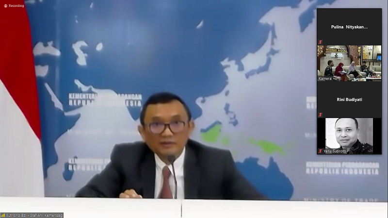 Staf Ahli Kementerian Perdagangan RI Sutriono Edi ( foto: webinar) Staf Ahli Kementerian Perdagangan RI Sutriono Edi ( foto: webinar)