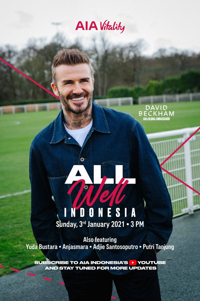 David Beckham akan menghadiri peluncuran AIA Vitality di Indonesia pada awal Januari 2021. Foto: dok. AIA Indonesia David Beckham akan menghadiri peluncuran AIA Vitality di Indonesia pada awal Januari 2021. Foto: dok. AIA Indonesia