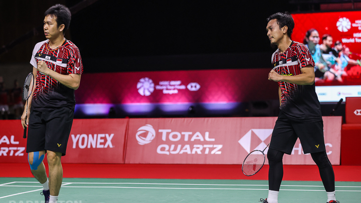 Mohammad Ahsan dan Hendra Setiawan di BWF World Tour Finals. (foto: Badminton Photo) Mohammad Ahsan dan Hendra Setiawan di BWF World Tour Finals. (foto: Badminton Photo)