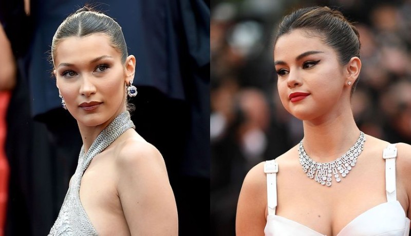 Bella Hadid vs Selena Gomez ( sumber : elle ) Bella Hadid vs Selena Gomez ( sumber : elle )