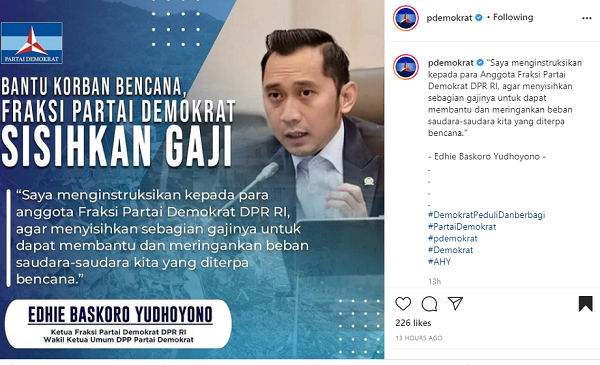 Demokrat Sisihkan Gaji Anggota Dewan Untuk Korban Bencana