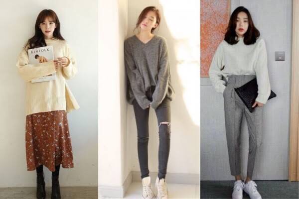 OOTD sweater dengan gaya modis. Foto: Pinterest OOTD sweater dengan gaya modis. Foto: Pinterest