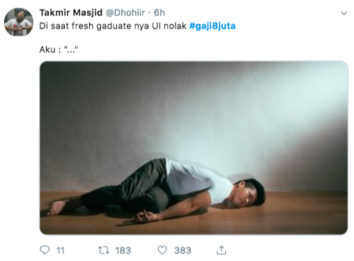 Beragam komentar netizen sehingga membuat cuitan soal gaji fresh graduate lulusan UI dengan #gaji8juta menjadi trending topic di Twitter. Beragam komentar netizen sehingga membuat cuitan soal gaji fresh graduate lulusan UI dengan #gaji8juta menjadi trending topic di Twitter.