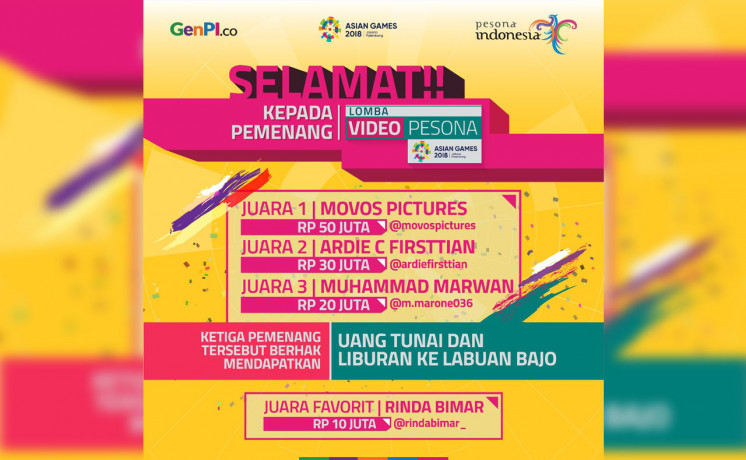 Pemenang kompetisi video #PesonaAsianGaames2018 Pemenang kompetisi video #PesonaAsianGaames2018