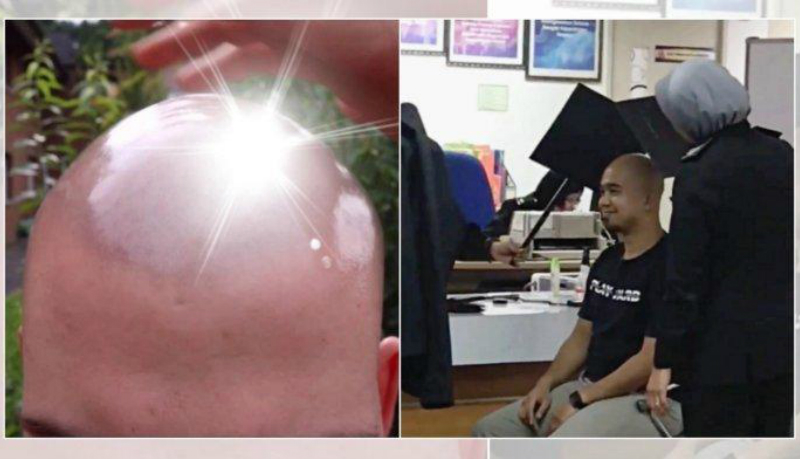 Pria botak di Malaysia merepotkan petugas Imigrasi sebab kepalanya berkilau ketika difoto (Foto : Istimewa) Pria botak di Malaysia merepotkan petugas Imigrasi sebab kepalanya berkilau ketika difoto (Foto : Istimewa)