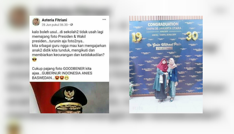 Asteria Fitriani yang menyerukan tiap sekolah agar tak pasang foto Jokowi (Foto : Istimewa) Asteria Fitriani yang menyerukan tiap sekolah agar tak pasang foto Jokowi (Foto : Istimewa)